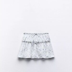 Zara Cream Bubble Mini Skirt with Smocked Ruffles